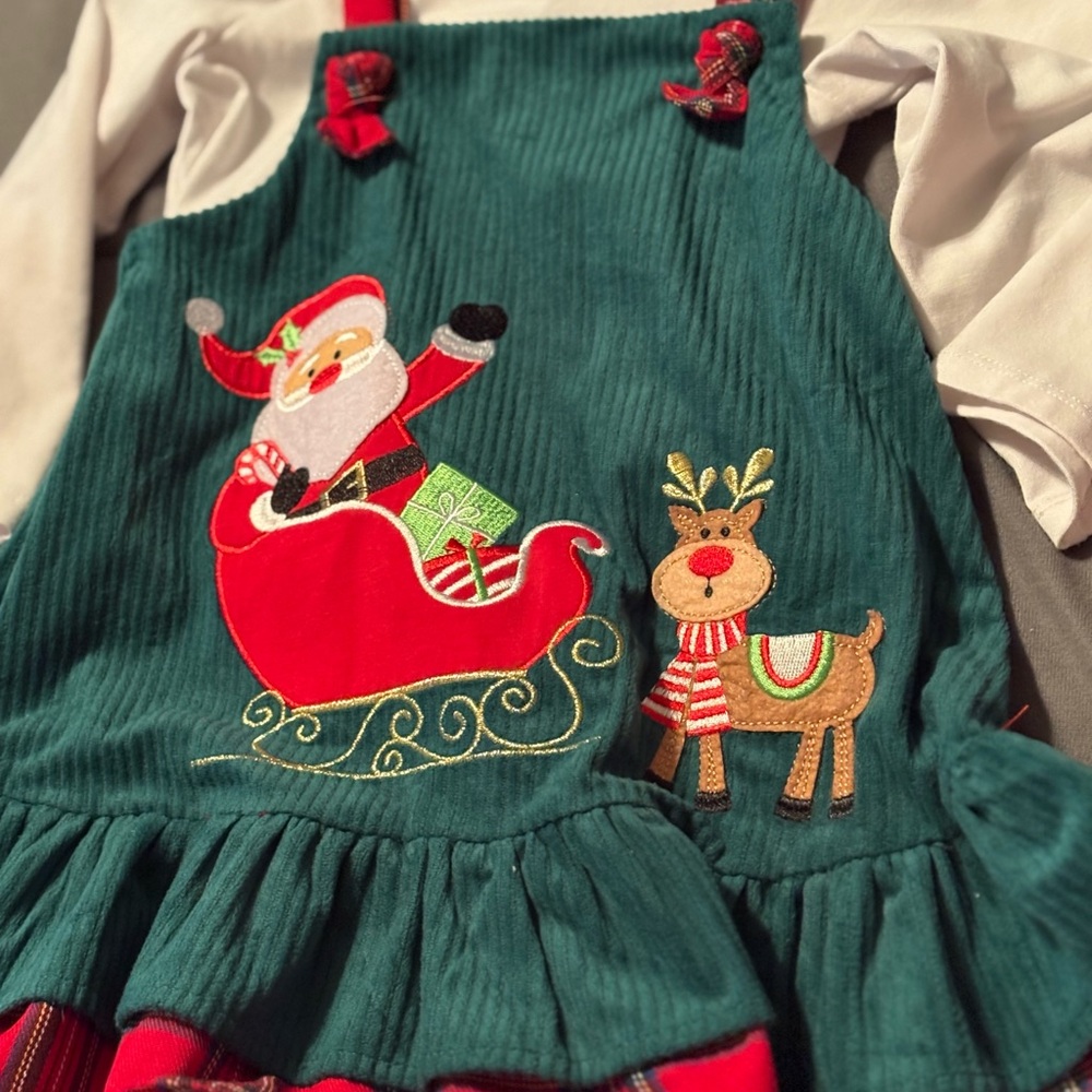 Rare Editions Green and Red Plaid Holiday Jumper Dress